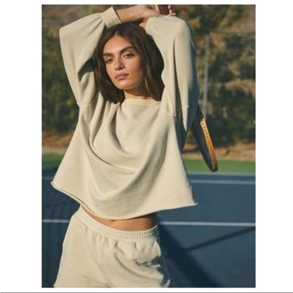 Rails Reeves drop sleeve cuffed oversized rolled hem Sweatshirt S Cream Pumice - Picture 4 of 16